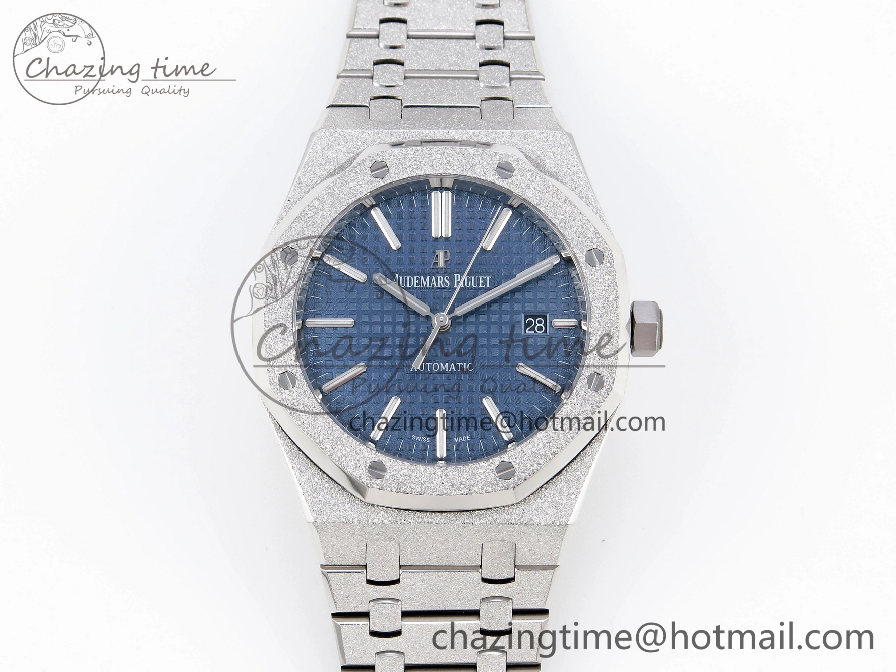 Royal Oak 41mm Frosted SS APSF 1:1 Best Edition Blue Textured Dial on SS Bracelet SA3120 Super Clone