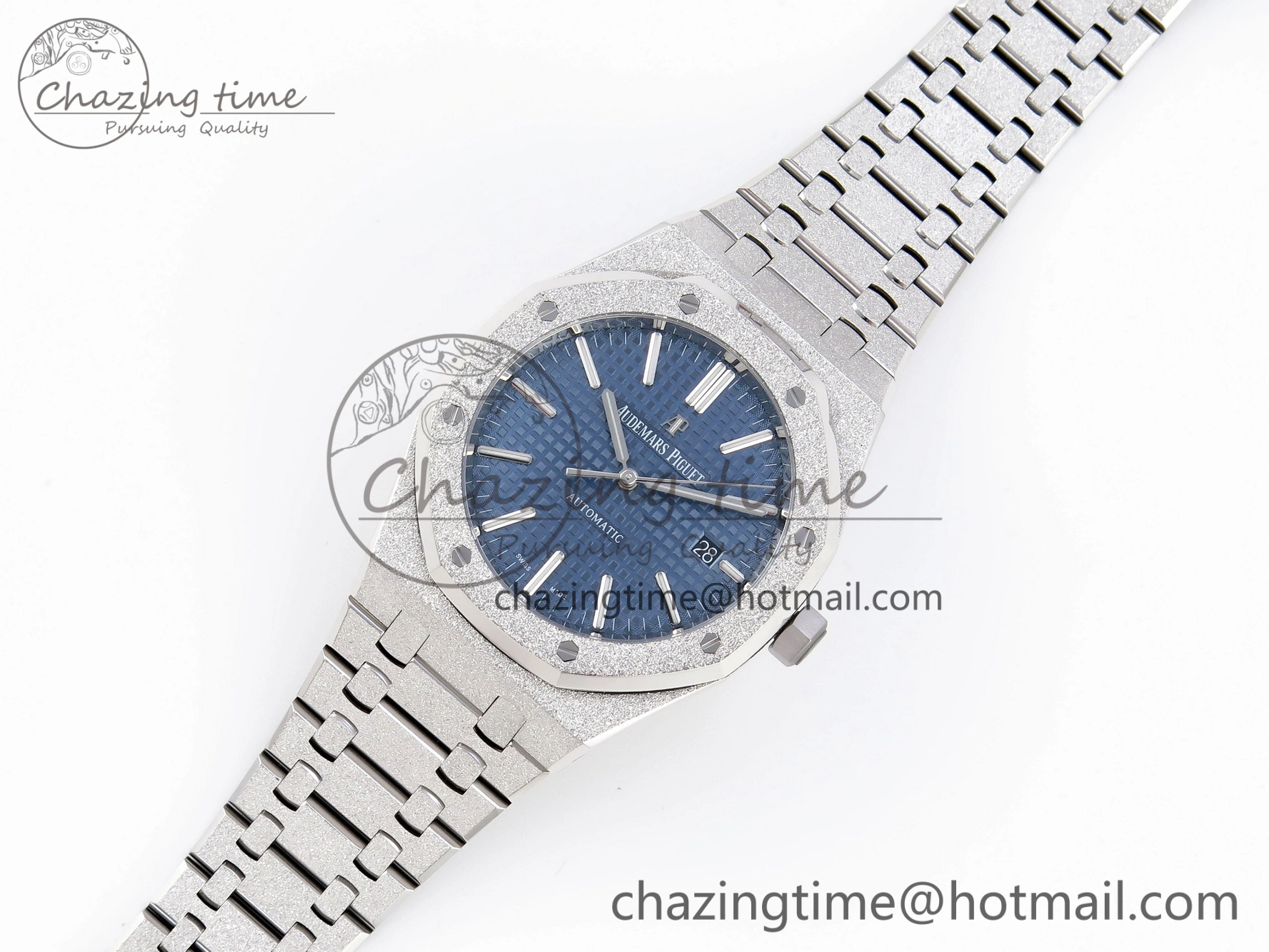 Royal Oak 41mm Frosted SS APSF 1:1 Best Edition Blue Textured Dial on SS Bracelet SA3120 Super Clone