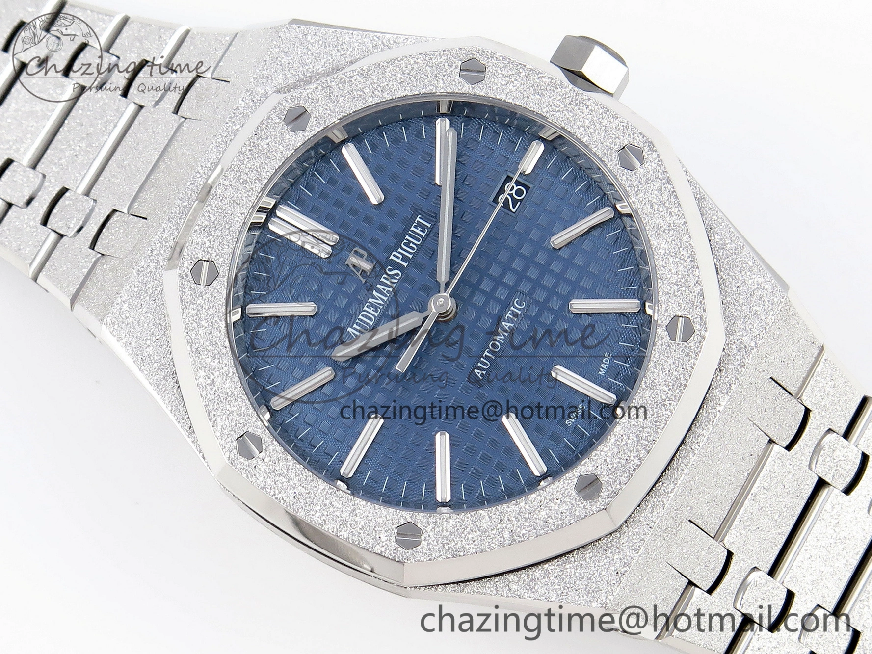 Royal Oak 41mm Frosted SS APSF 1:1 Best Edition Blue Textured Dial on SS Bracelet SA3120 Super Clone