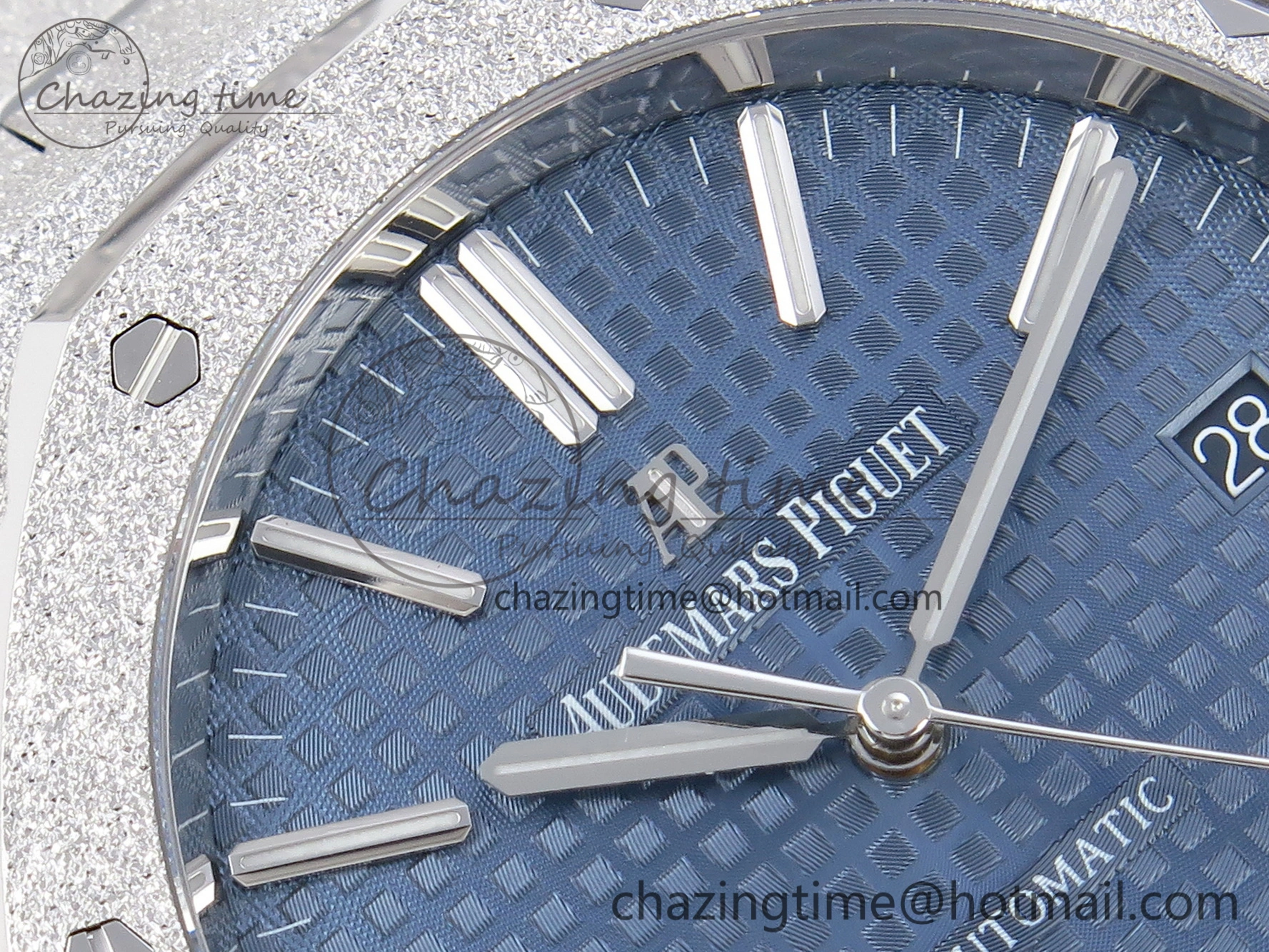Royal Oak 41mm Frosted SS APSF 1:1 Best Edition Blue Textured Dial on SS Bracelet SA3120 Super Clone