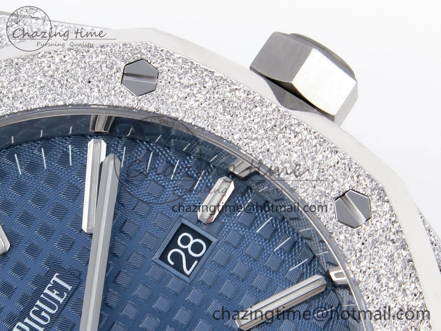 Royal Oak 41mm Frosted SS APSF 1:1 Best Edition Blue Textured Dial on SS Bracelet SA3120 Super Clone