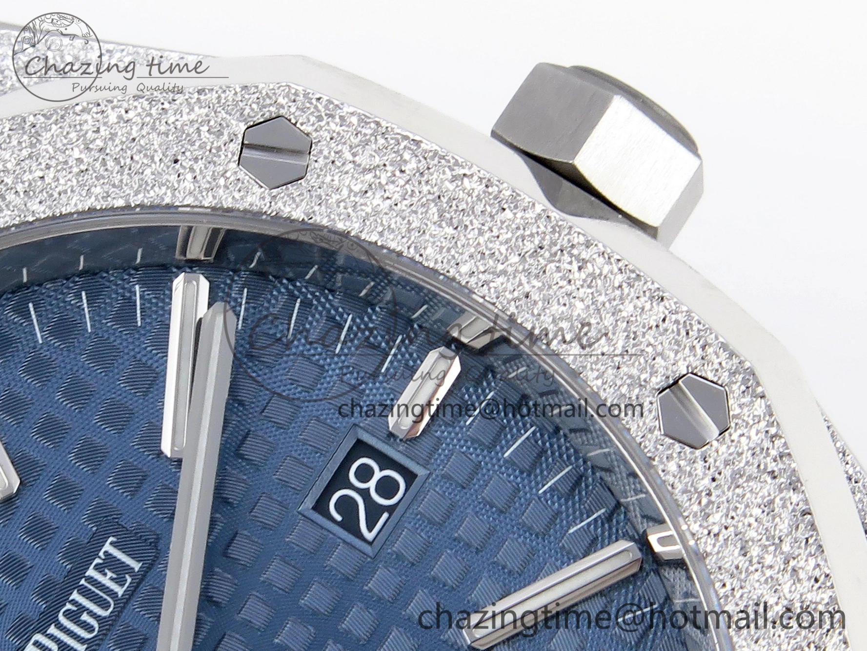 Royal Oak 41mm Frosted SS APSF 1:1 Best Edition Blue Textured Dial on SS Bracelet SA3120 Super Clone
