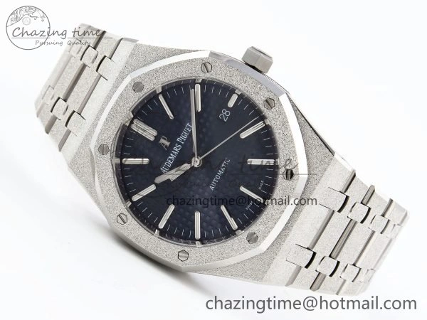 Royal Oak 41mm Frosted SS APSF 1:1 Best Edition Blue Textured Dial on SS Bracelet SA3120 Super Clone