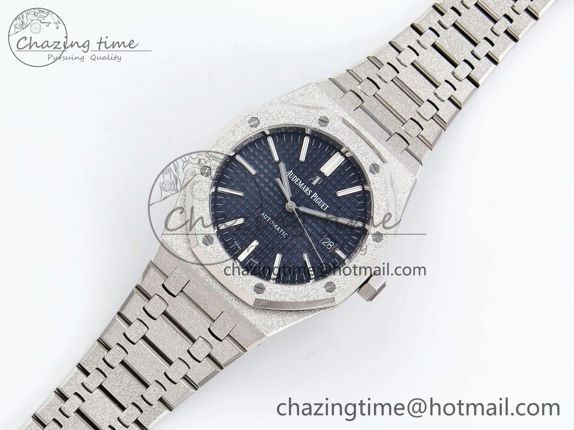 Royal Oak 41mm Frosted SS APSF 1:1 Best Edition Blue Textured Dial on SS Bracelet SA3120 Super Clone