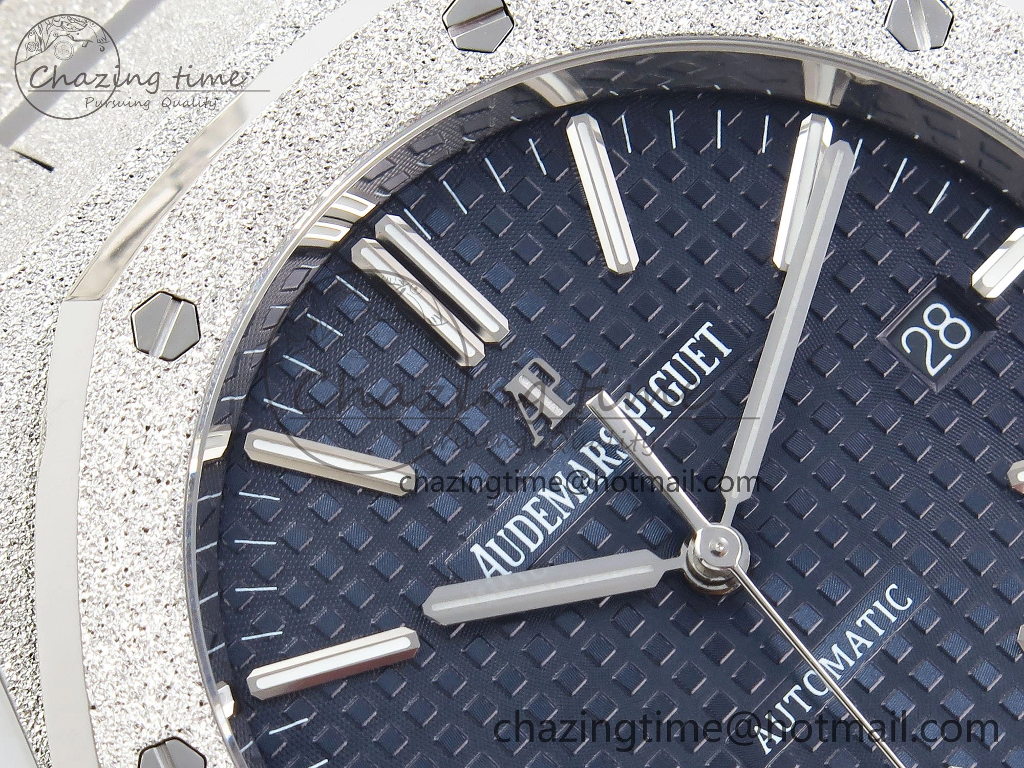 Royal Oak 41mm Frosted SS APSF 1:1 Best Edition Blue Textured Dial on SS Bracelet SA3120 Super Clone