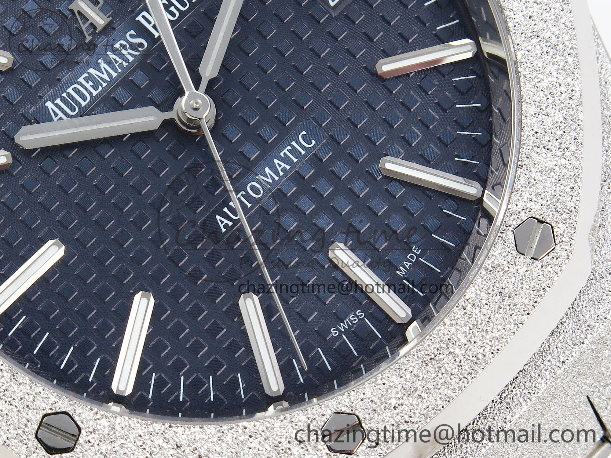 Royal Oak 41mm Frosted SS APSF 1:1 Best Edition Blue Textured Dial on SS Bracelet SA3120 Super Clone