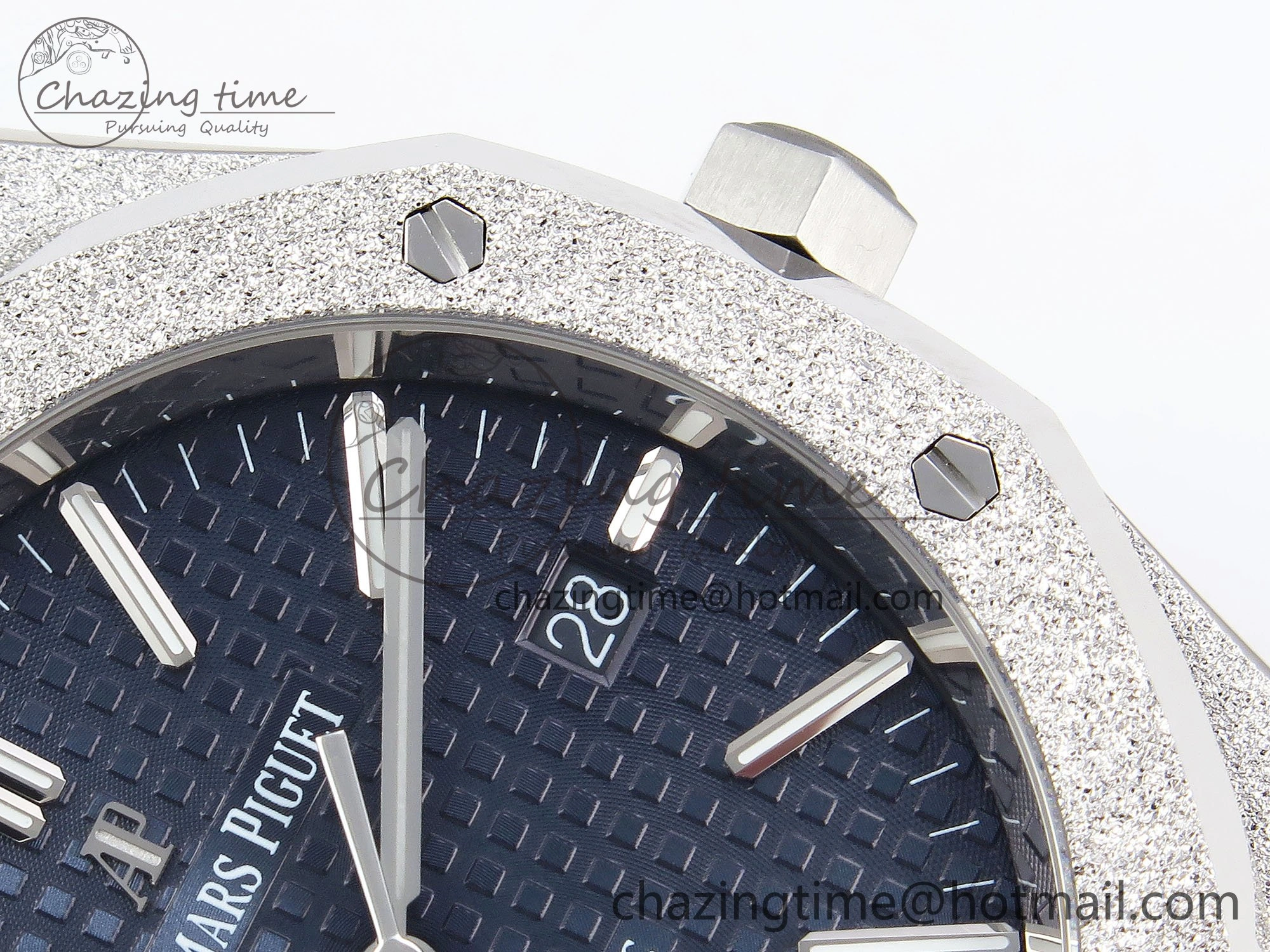 Royal Oak 41mm Frosted SS APSF 1:1 Best Edition Blue Textured Dial on SS Bracelet SA3120 Super Clone