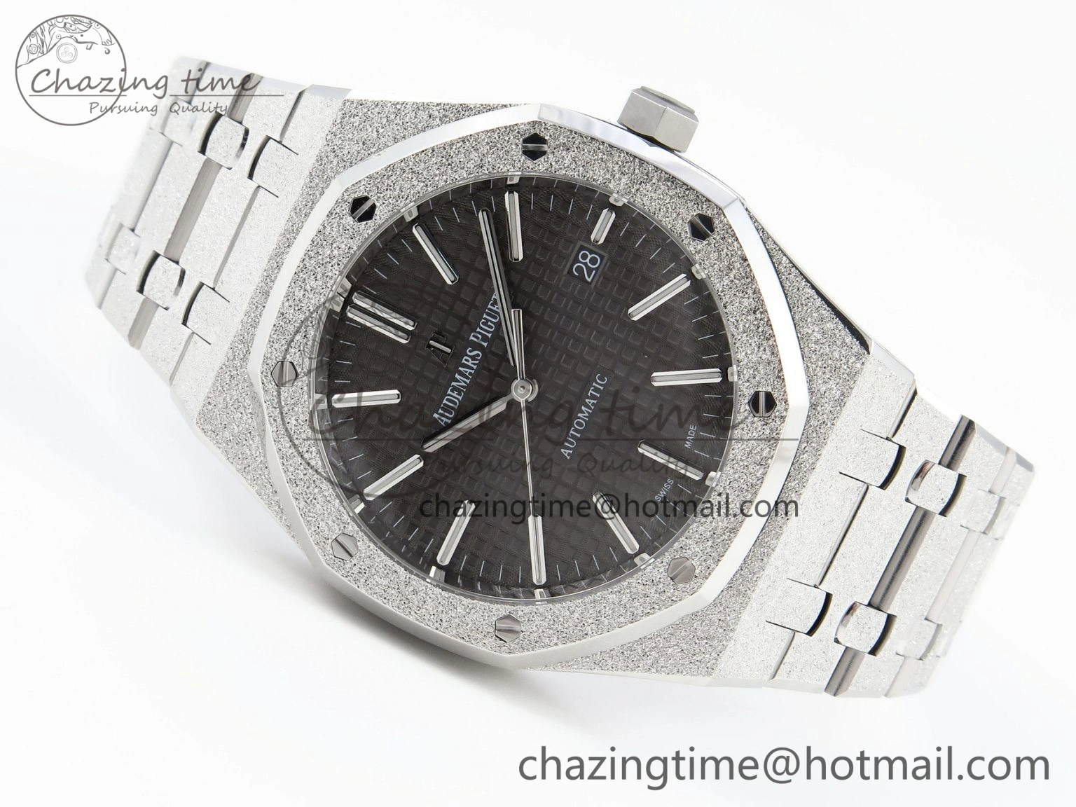 Royal Oak 41mm Frosted SS APSF 1:1 Best Edition Gray Textured Dial on SS Bracelet SA3120 Super Clone