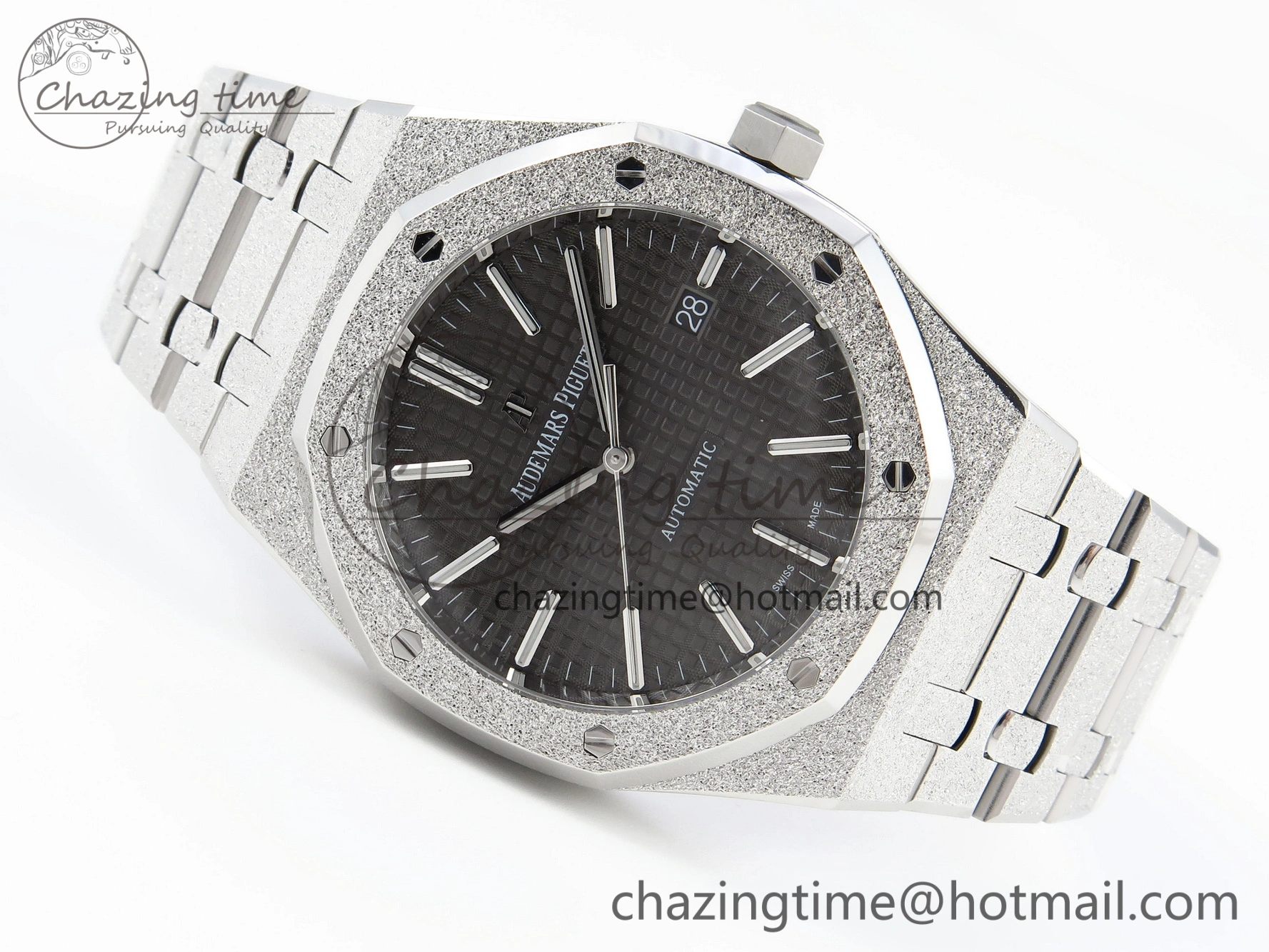 Royal Oak 41mm Frosted SS APSF 1:1 Best Edition Gray Textured Dial on SS Bracelet SA3120 Super Clone