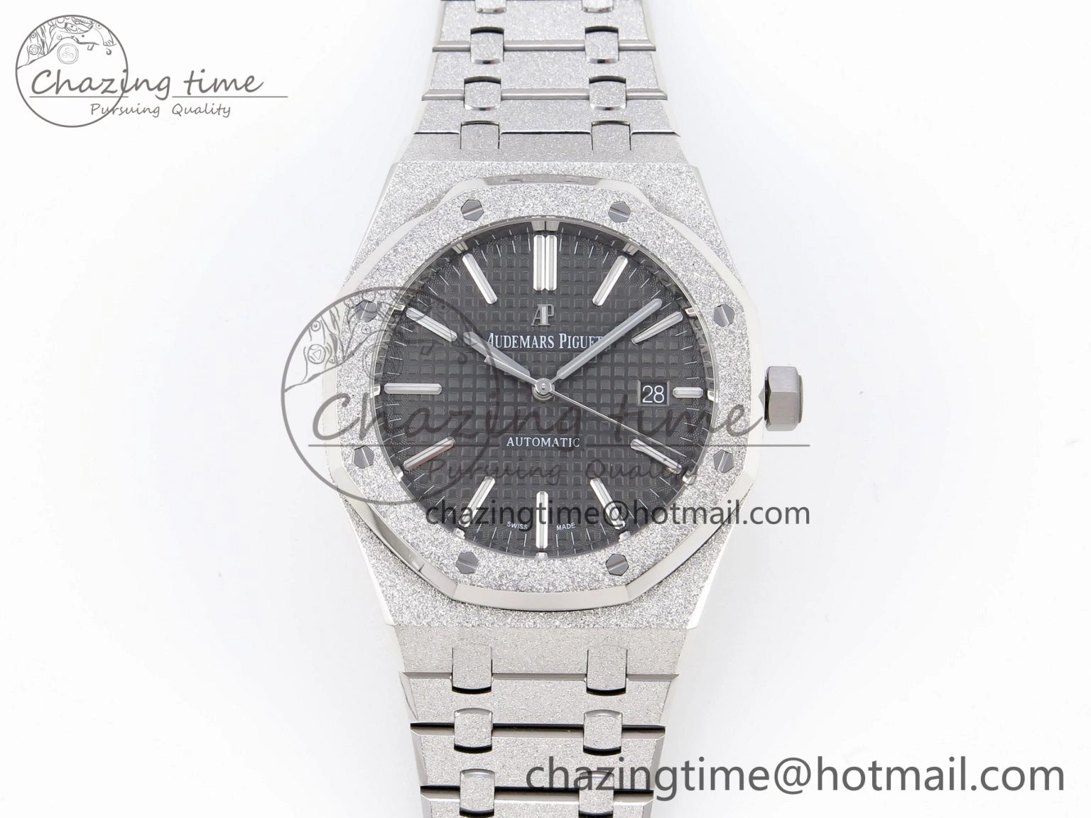 Royal Oak 41mm Frosted SS APSF 1:1 Best Edition Gray Textured Dial on SS Bracelet SA3120 Super Clone
