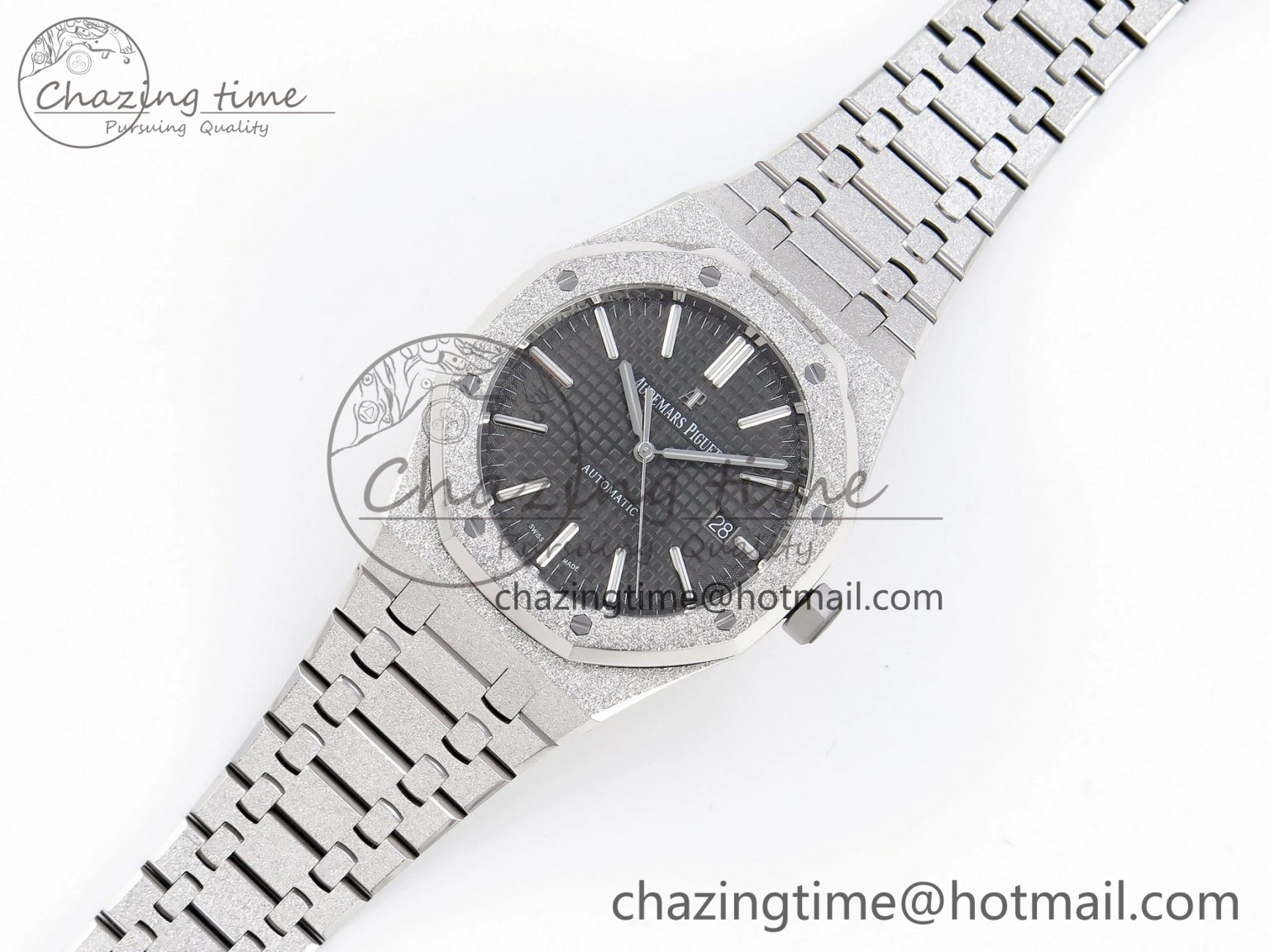 Royal Oak 41mm Frosted SS APSF 1:1 Best Edition Gray Textured Dial on SS Bracelet SA3120 Super Clone