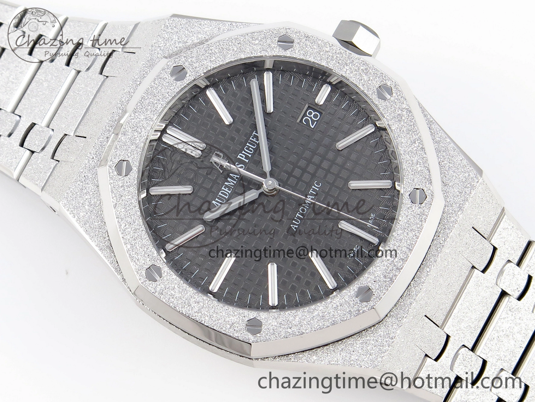 Royal Oak 41mm Frosted SS APSF 1:1 Best Edition Gray Textured Dial on SS Bracelet SA3120 Super Clone