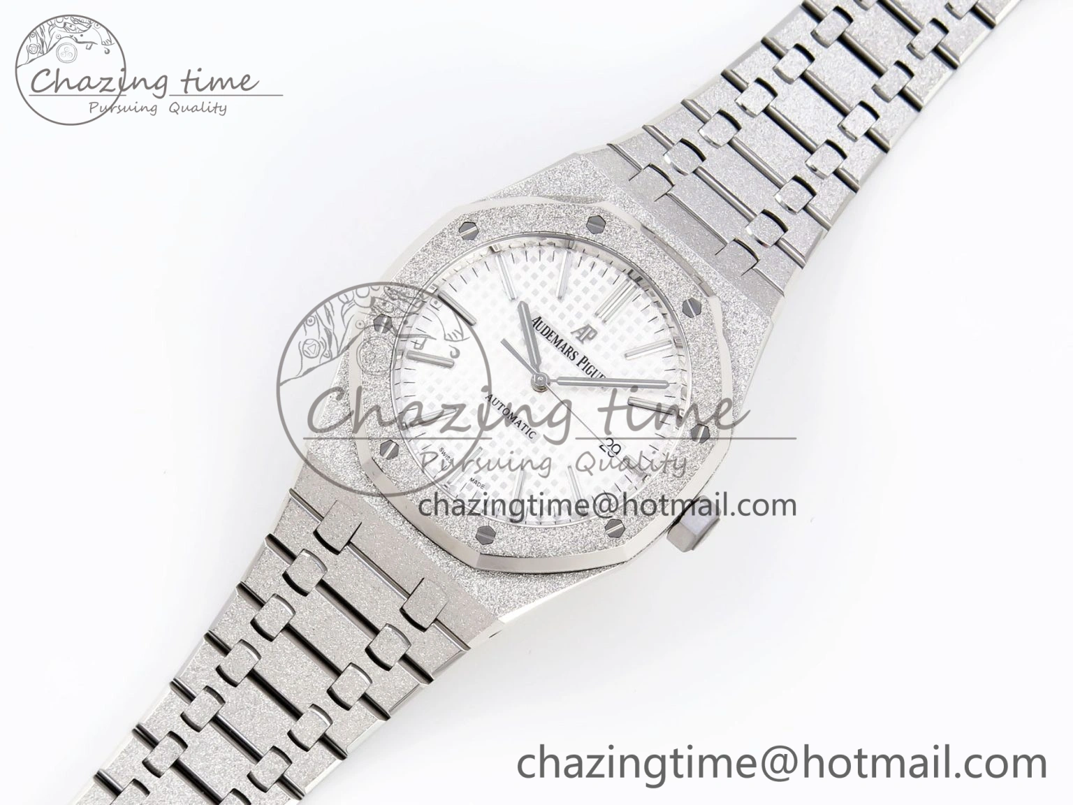 Royal Oak 41mm Frosted SS APSF 1:1 Best Edition White Textured Dial on SS Bracelet SA3120 Super Clone