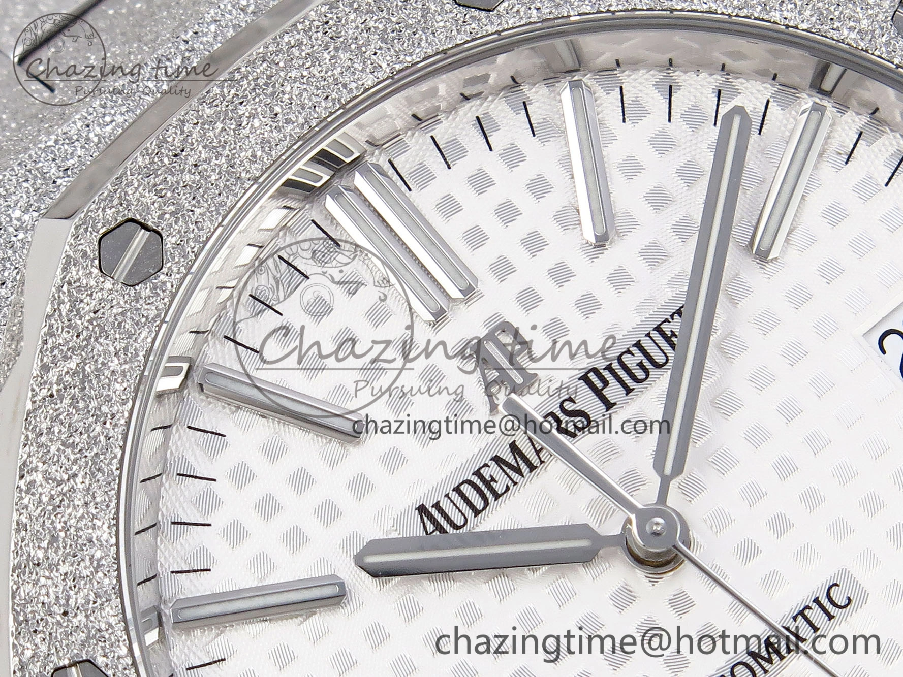 Royal Oak 41mm Frosted SS APSF 1:1 Best Edition White Textured Dial on SS Bracelet SA3120 Super Clone
