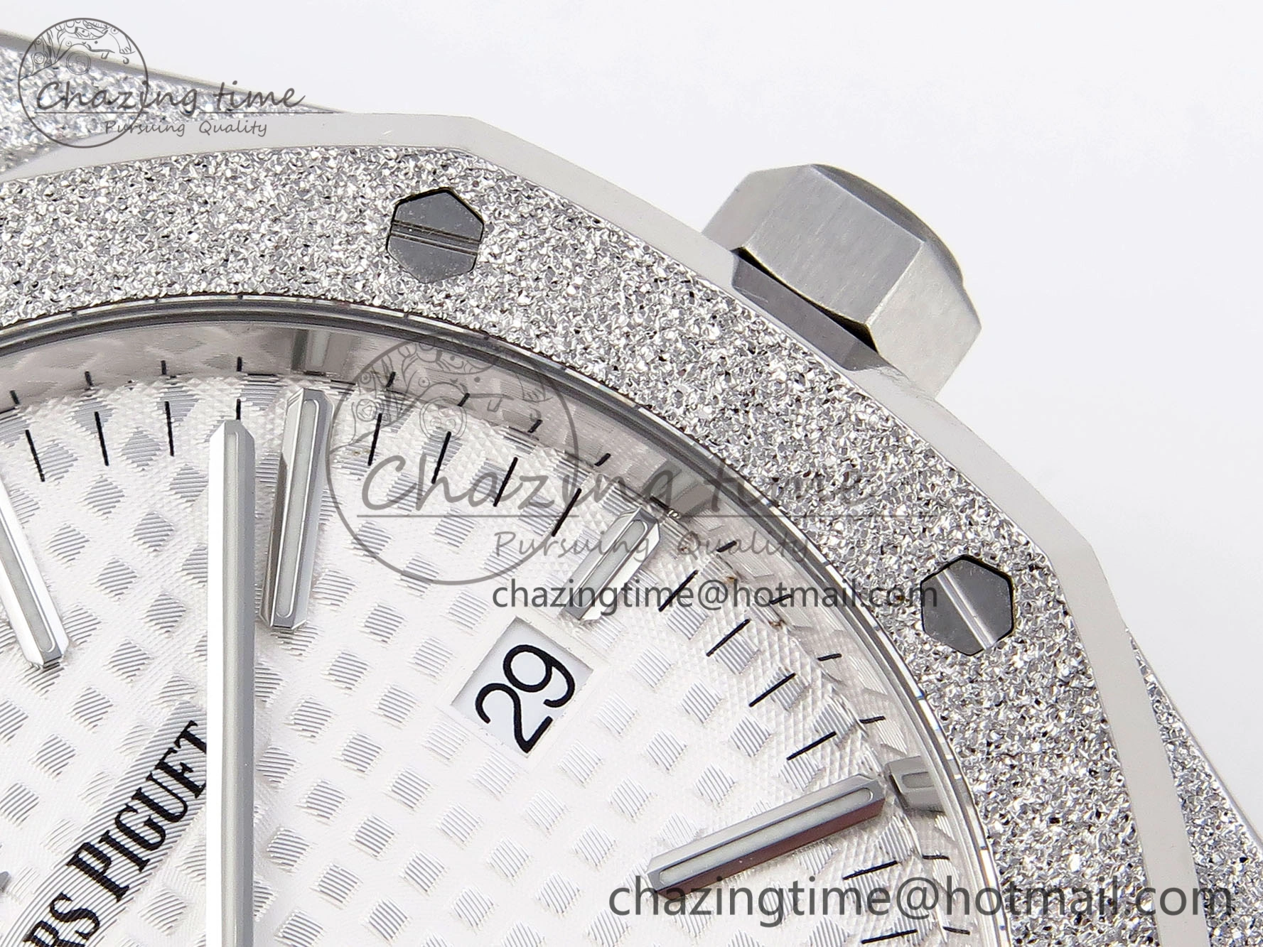 Royal Oak 41mm Frosted SS APSF 1:1 Best Edition White Textured Dial on SS Bracelet SA3120 Super Clone