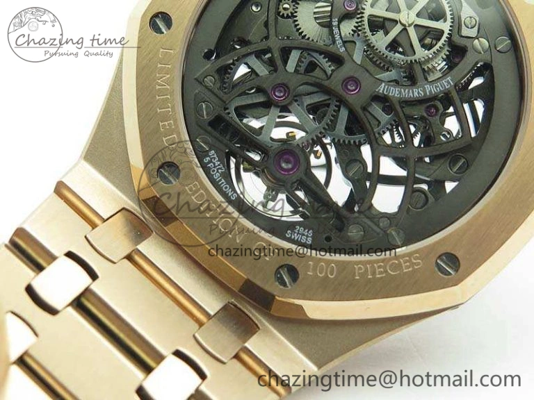 Royal Oak 41mm RG CY Best Edition Skeleton Dial On RG Bracelet FLYING TOURBY (Free Leather Strap)