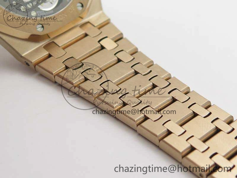 Royal Oak 41mm RG CY Best Edition Skeleton Dial On RG Bracelet FLYING TOURBY (Free Leather Strap)
