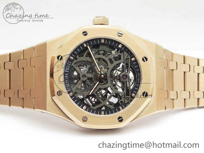 Royal Oak 41mm RG CY Best Edition Skeleton Dial On RG Bracelet FLYING TOURBY (Free Leather Strap)