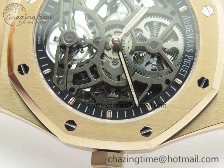 Royal Oak 41mm RG CY Best Edition Skeleton Dial On RG Bracelet FLYING TOURBY (Free Leather Strap)