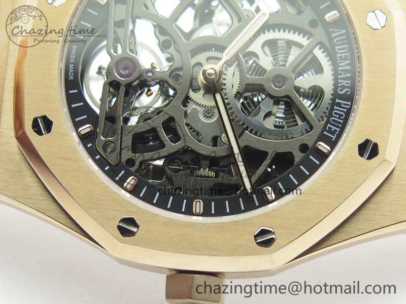 Royal Oak 41mm RG CY Best Edition Skeleton Dial On RG Bracelet FLYING TOURBY (Free Leather Strap)