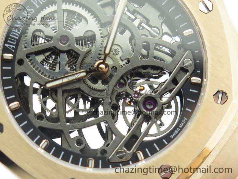 Royal Oak 41mm RG CY Best Edition Skeleton Dial On RG Bracelet FLYING TOURBY (Free Leather Strap)
