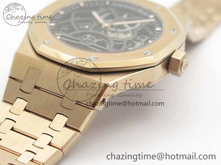 Royal Oak 41mm RG CY Best Edition Skeleton Dial On RG Bracelet FLYING TOURBY (Free Leather Strap)