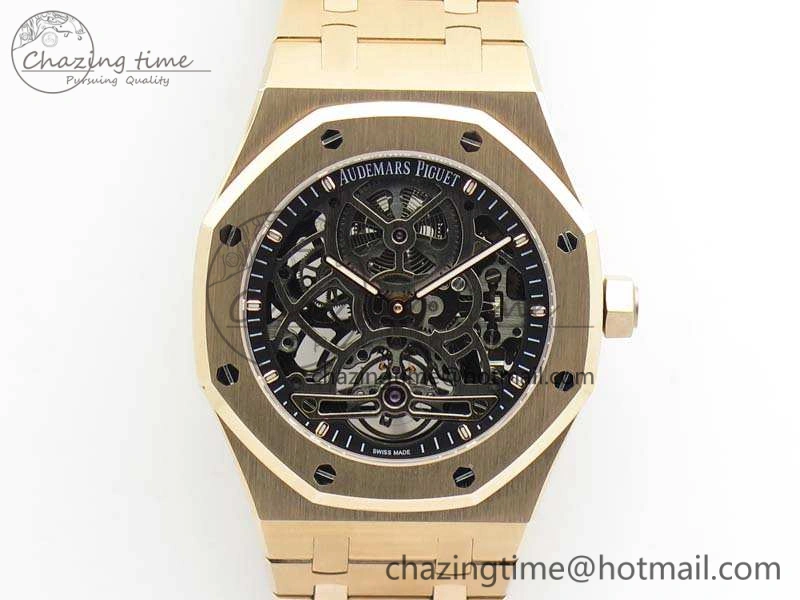 Royal Oak 41mm RG CY Best Edition Skeleton Dial On RG Bracelet FLYING TOURBY (Free Leather Strap)