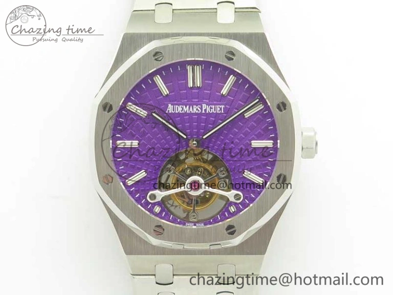 Royal Oak 41mm Tourbillon SS R8 Best Edition Purple Dial on SS Bracelet
