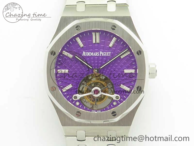 Royal Oak 41mm Tourbillon SS R8 Best Edition Purple Dial on SS Bracelet