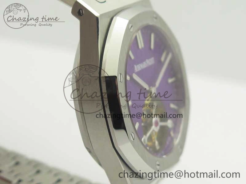 Royal Oak 41mm Tourbillon SS R8 Best Edition Purple Dial on SS Bracelet