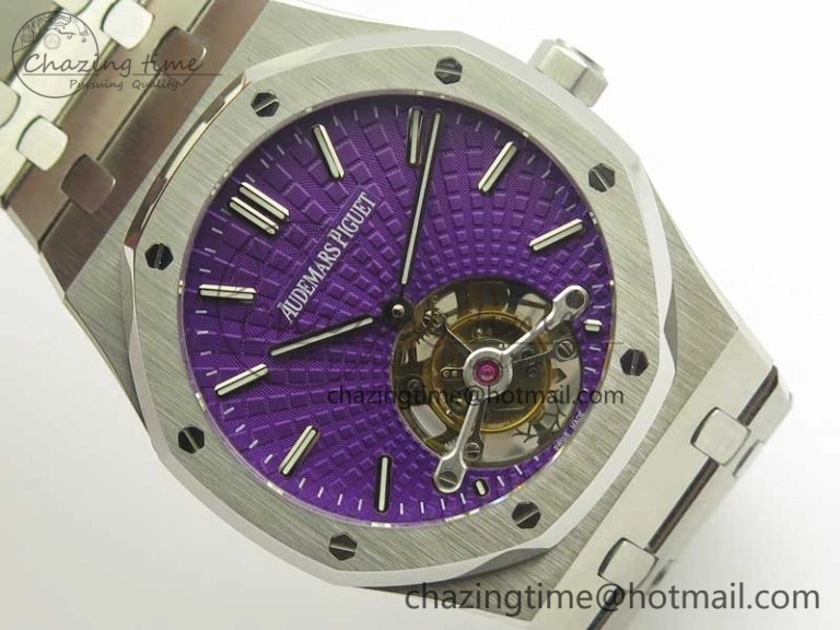 Royal Oak 41mm Tourbillon SS R8 Best Edition Purple Dial on SS Bracelet