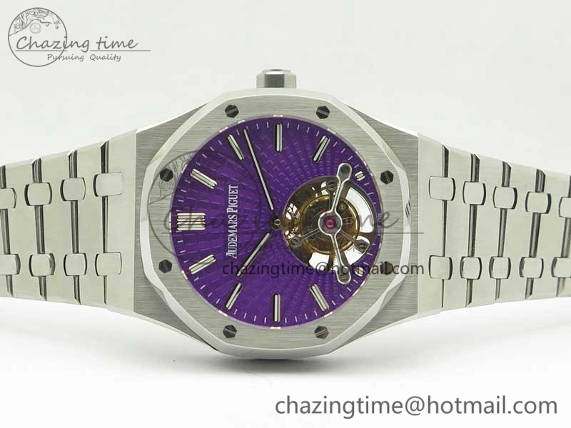 Royal Oak 41mm Tourbillon SS R8 Best Edition Purple Dial on SS Bracelet