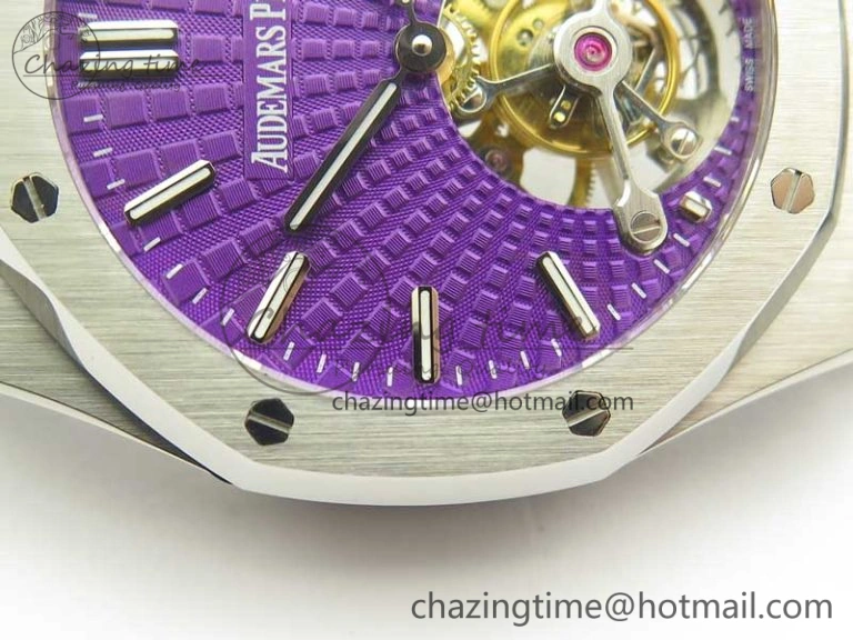 Royal Oak 41mm Tourbillon SS R8 Best Edition Purple Dial on SS Bracelet
