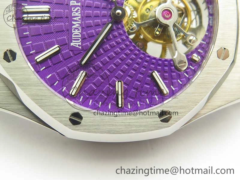 Royal Oak 41mm Tourbillon SS R8 Best Edition Purple Dial on SS Bracelet