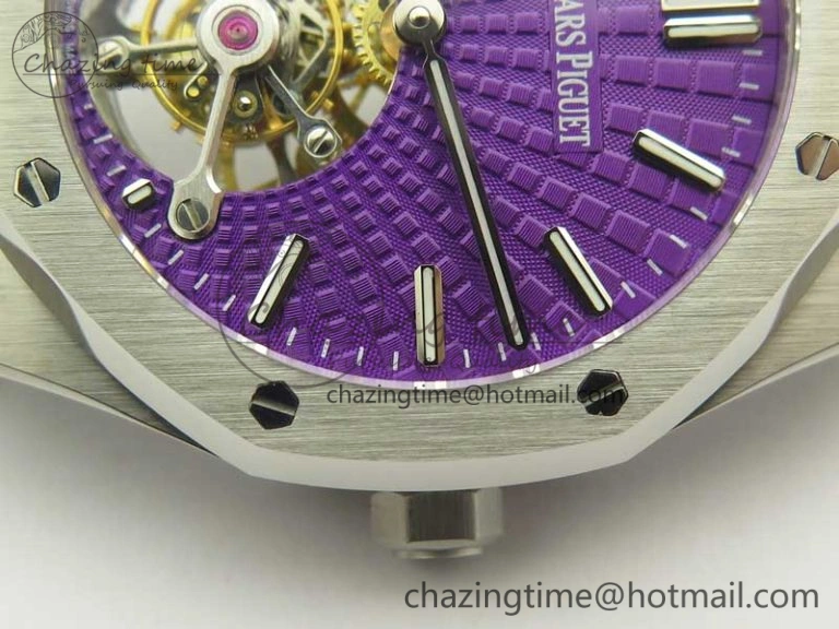 Royal Oak 41mm Tourbillon SS R8 Best Edition Purple Dial on SS Bracelet