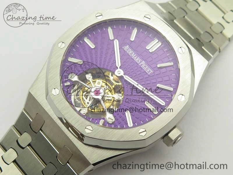 Royal Oak 41mm Tourbillon SS R8 Best Edition Purple Dial on SS Bracelet