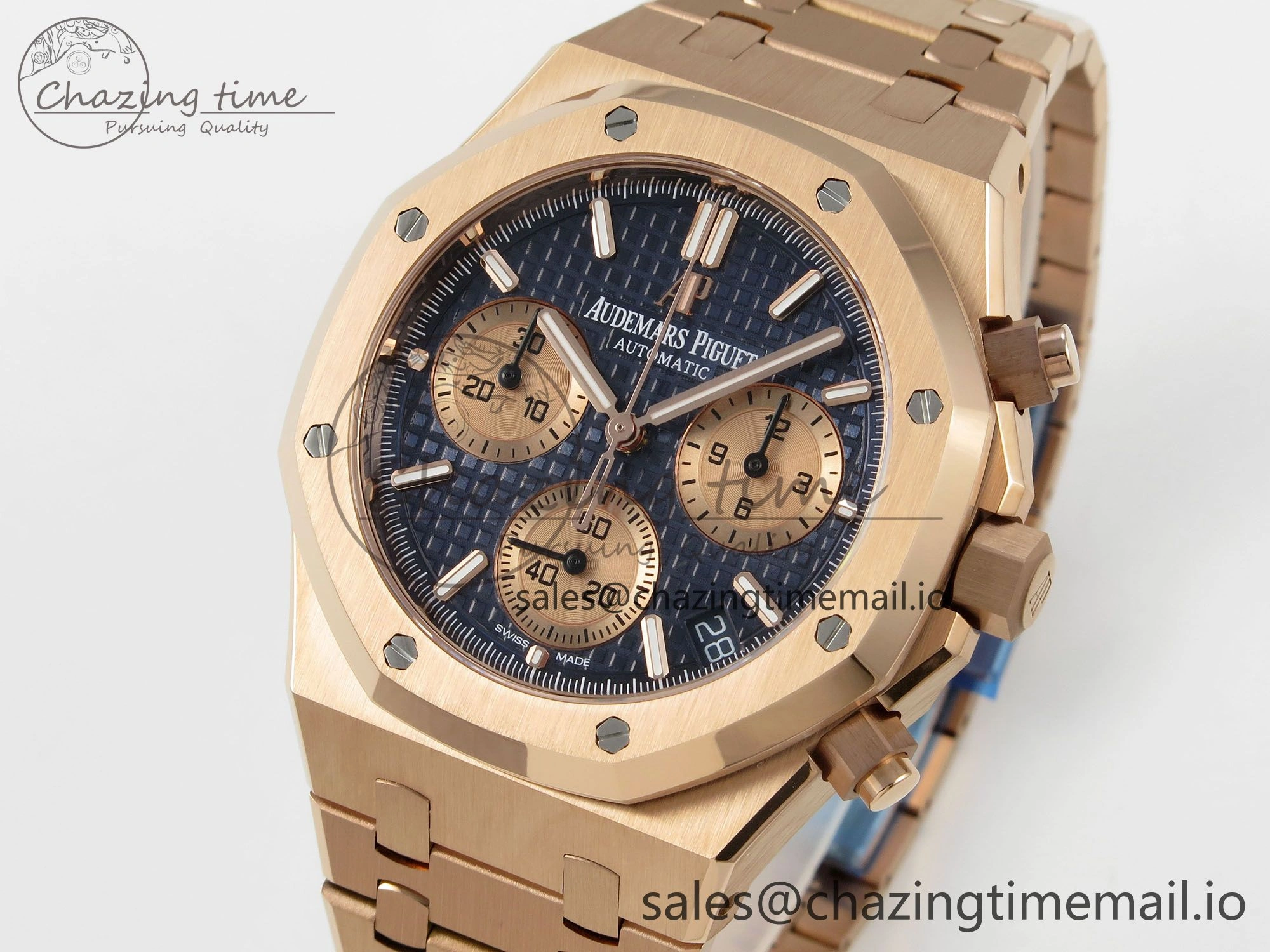 Royal Oak Chrono 26240 APSF 1:1 Best Edition Blue RG Dial on RG Bracelet SA4401 Super Clone