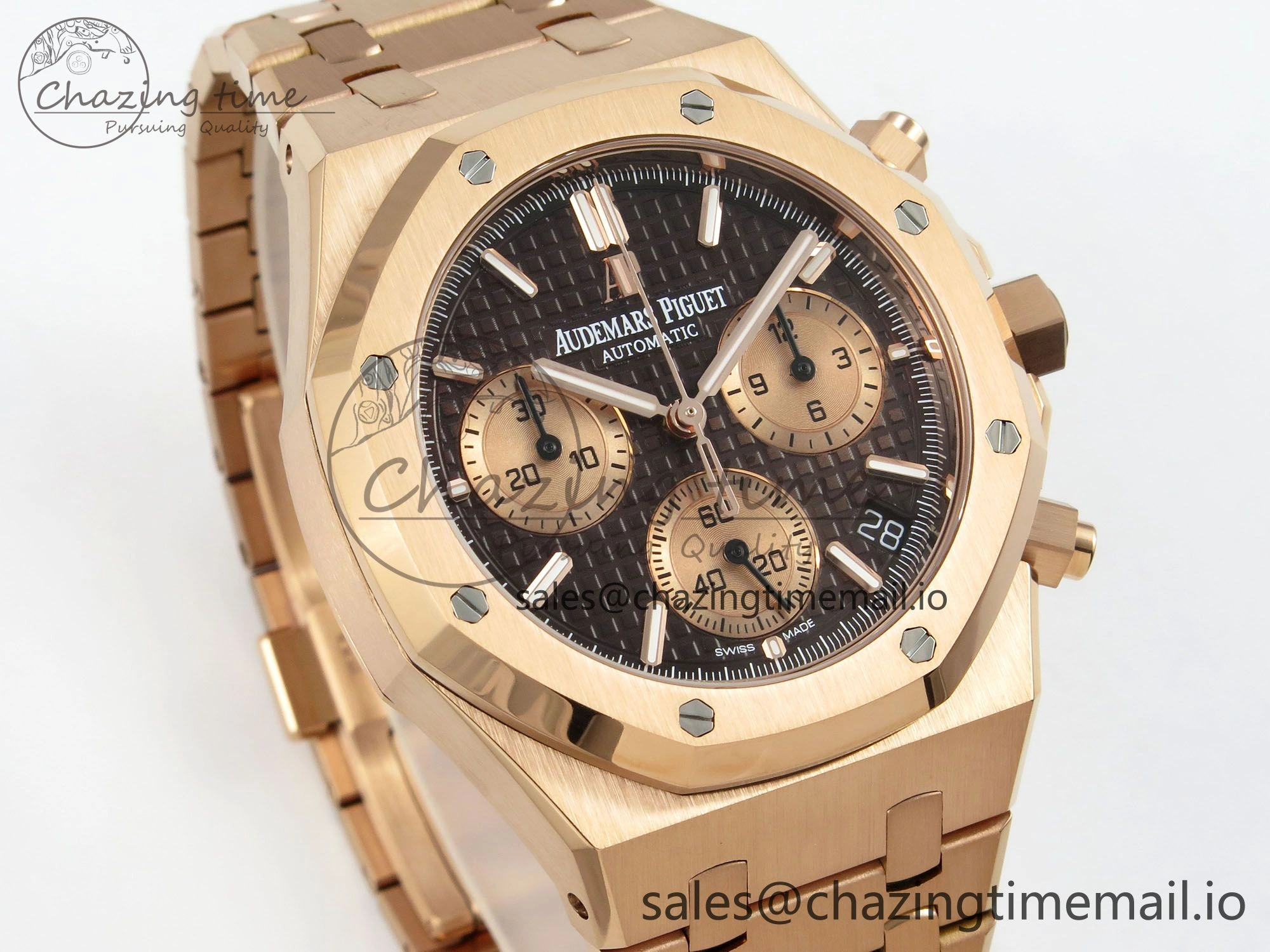 Royal Oak Chrono 26240 APSF 1:1 Best Edition Brown RG Dial on RG Bracelet SA4401 Super Clone