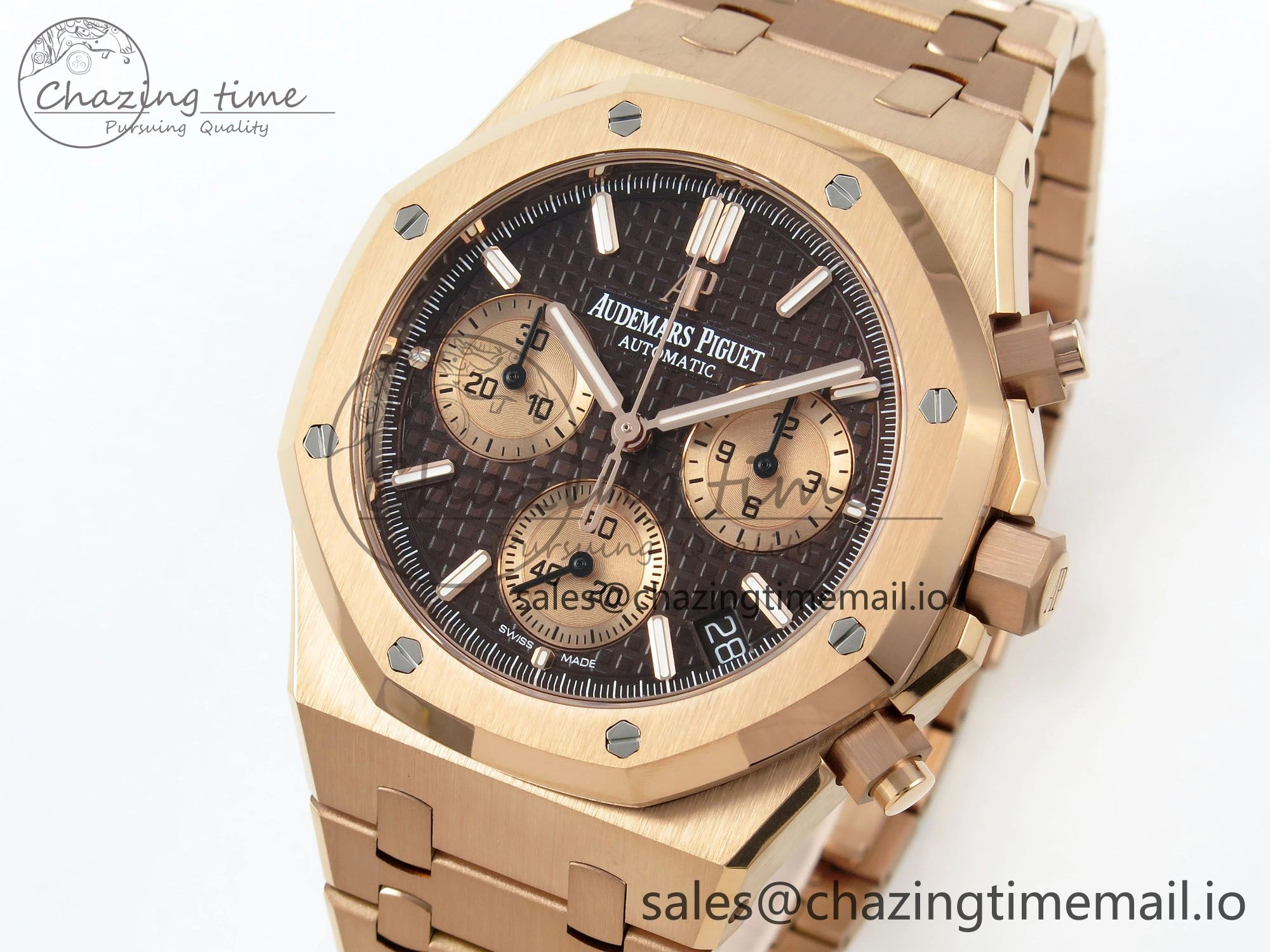 Royal Oak Chrono 26240 APSF 1:1 Best Edition Brown RG Dial on RG Bracelet SA4401 Super Clone