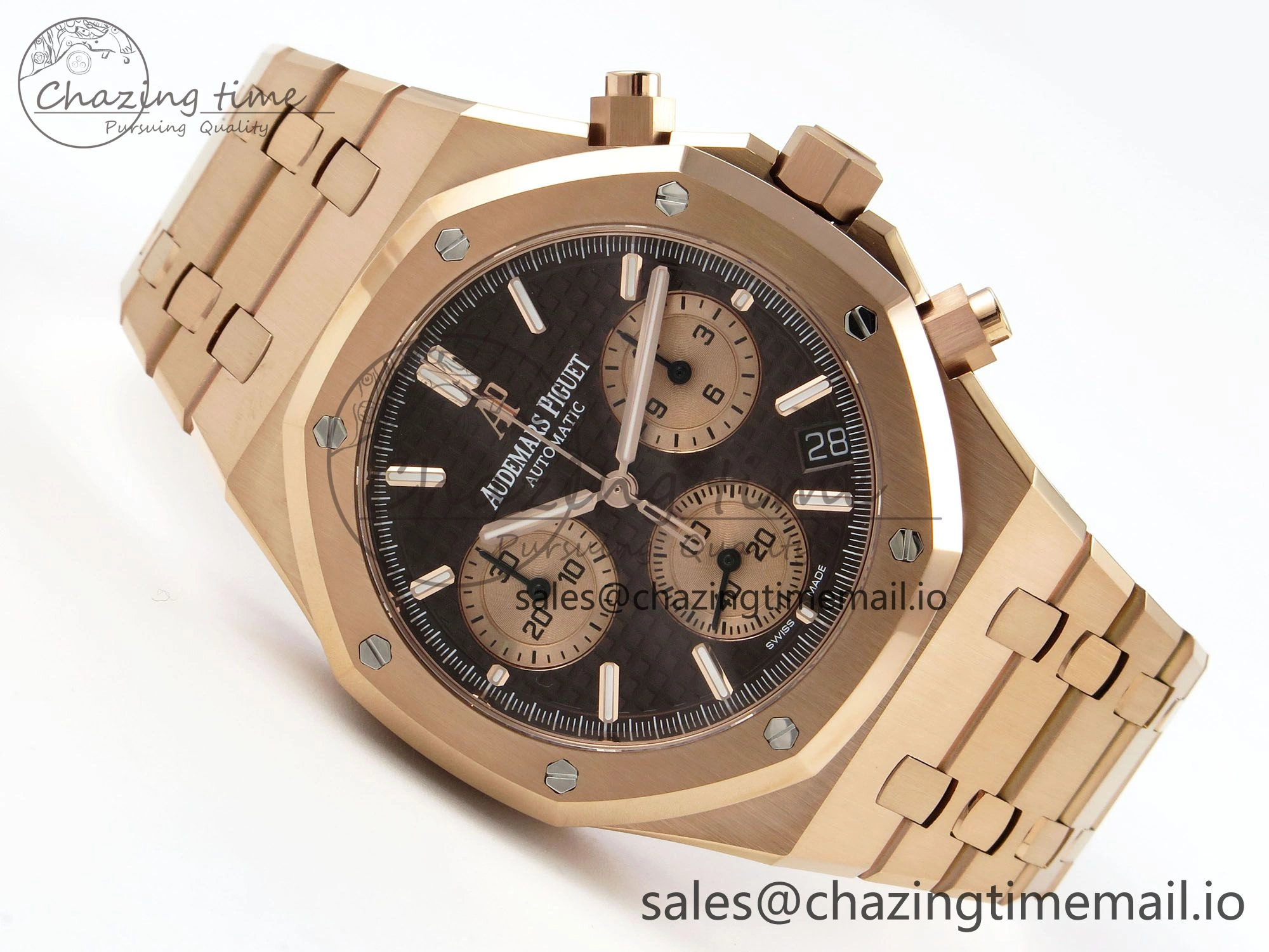 Royal Oak Chrono 26240 APSF 1:1 Best Edition Brown RG Dial on RG Bracelet SA4401 Super Clone