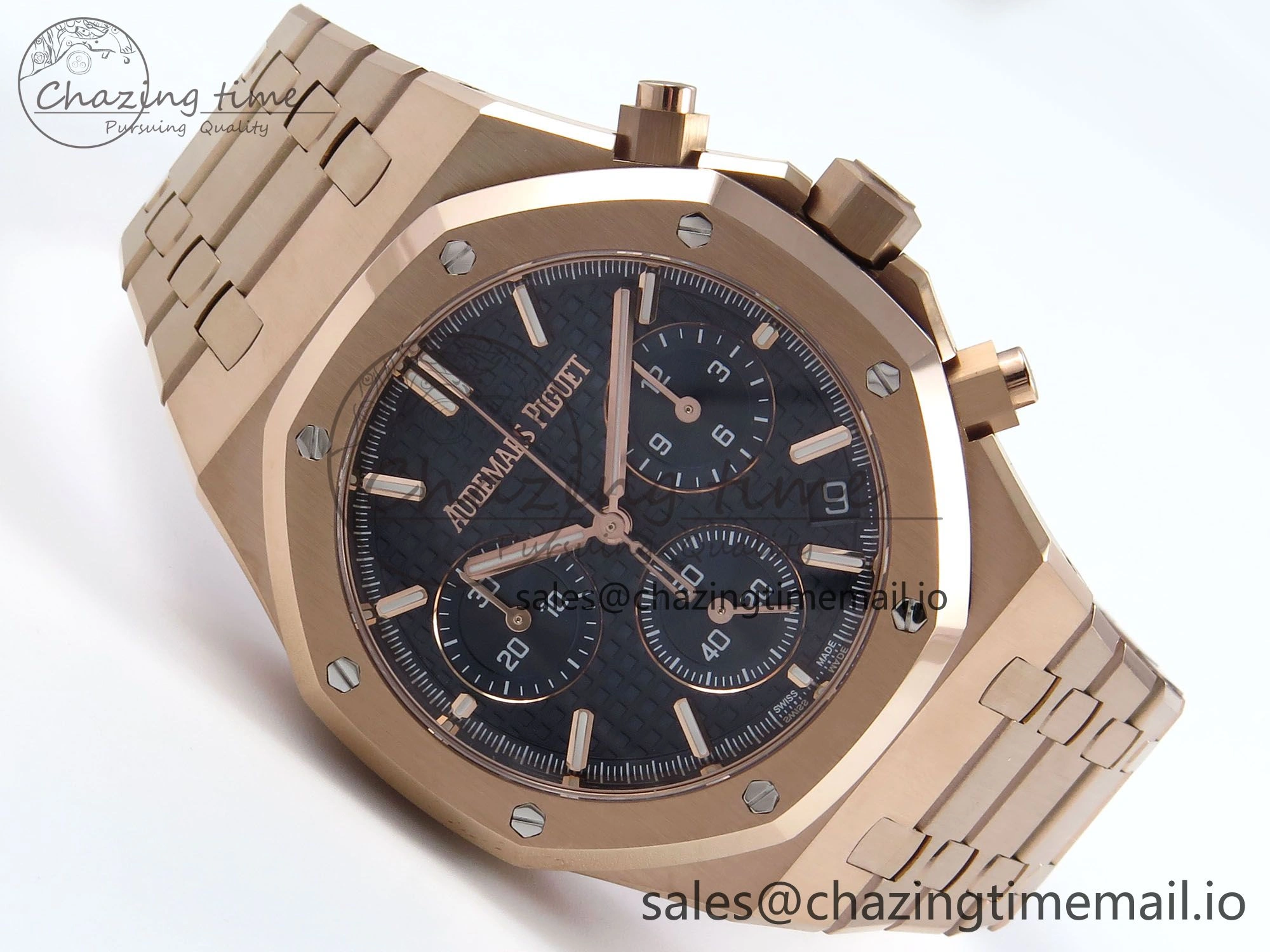 Royal Oak Chrono 26240 RG APSF 1:1 Best Edition Blue Dial on RG Bracelet SA4401 Super Clone