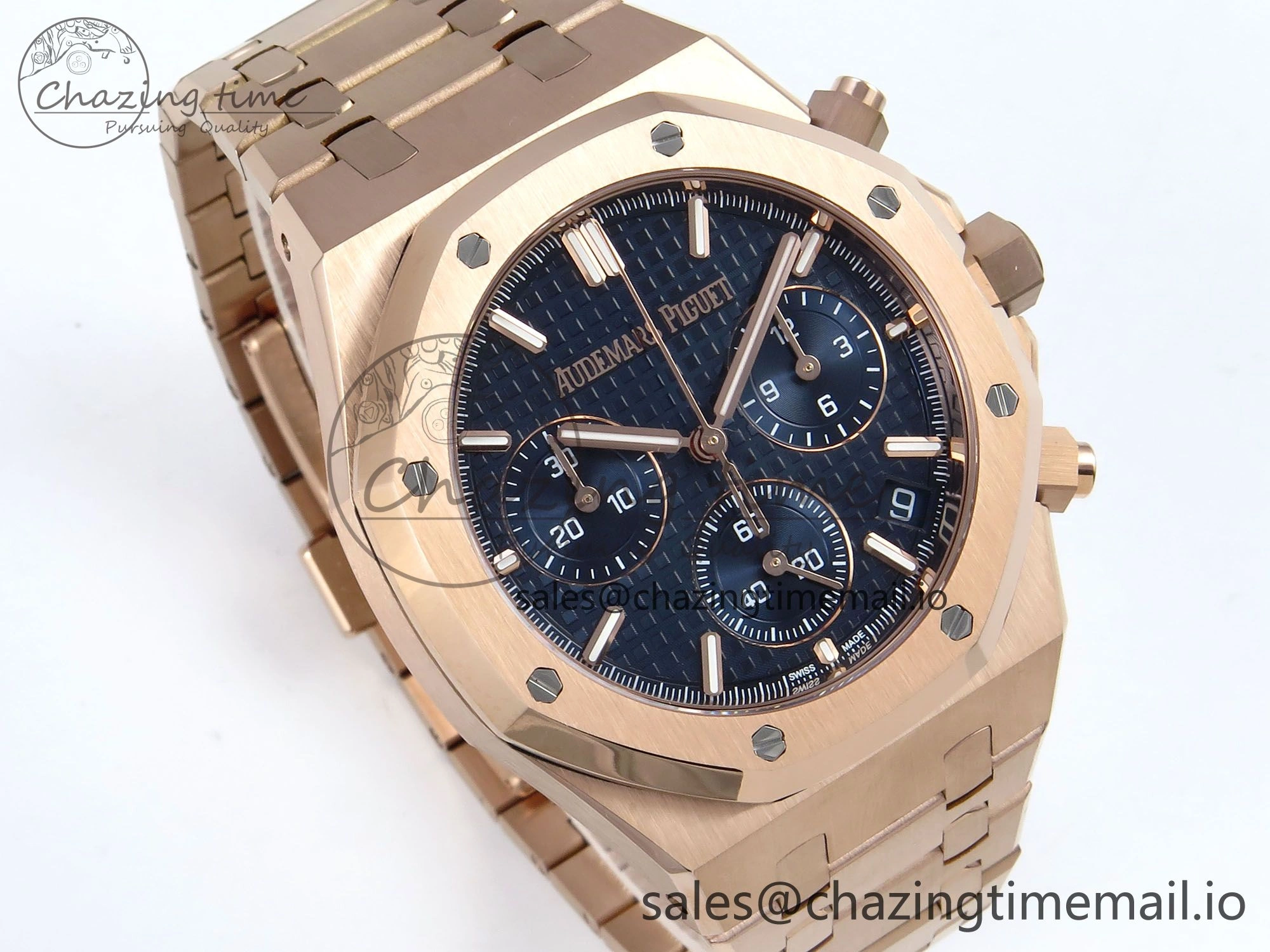 Royal Oak Chrono 26240 RG APSF 1:1 Best Edition Blue Dial on RG Bracelet SA4401 Super Clone