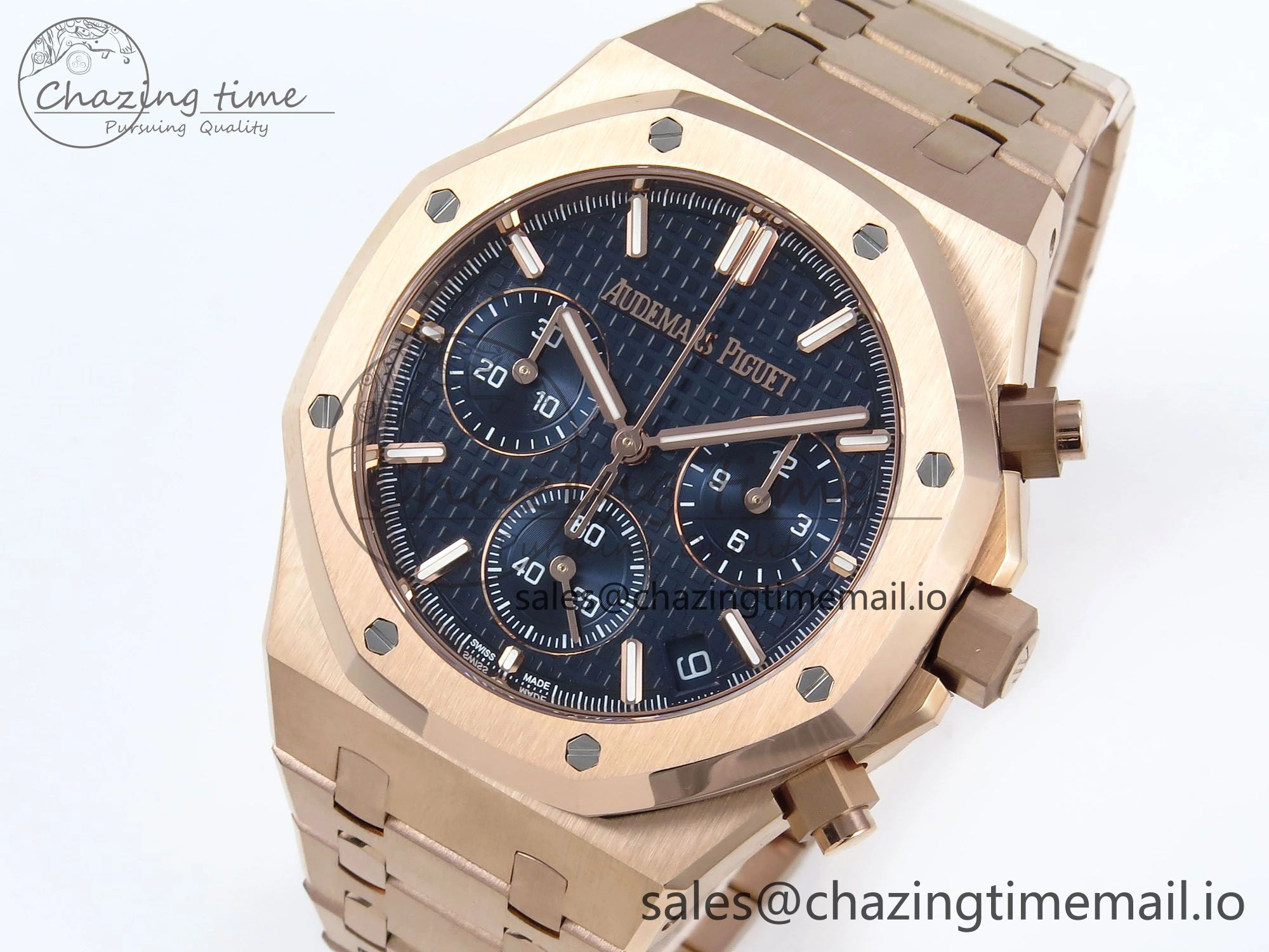Royal Oak Chrono 26240 RG APSF 1:1 Best Edition Blue Dial on RG Bracelet SA4401 Super Clone