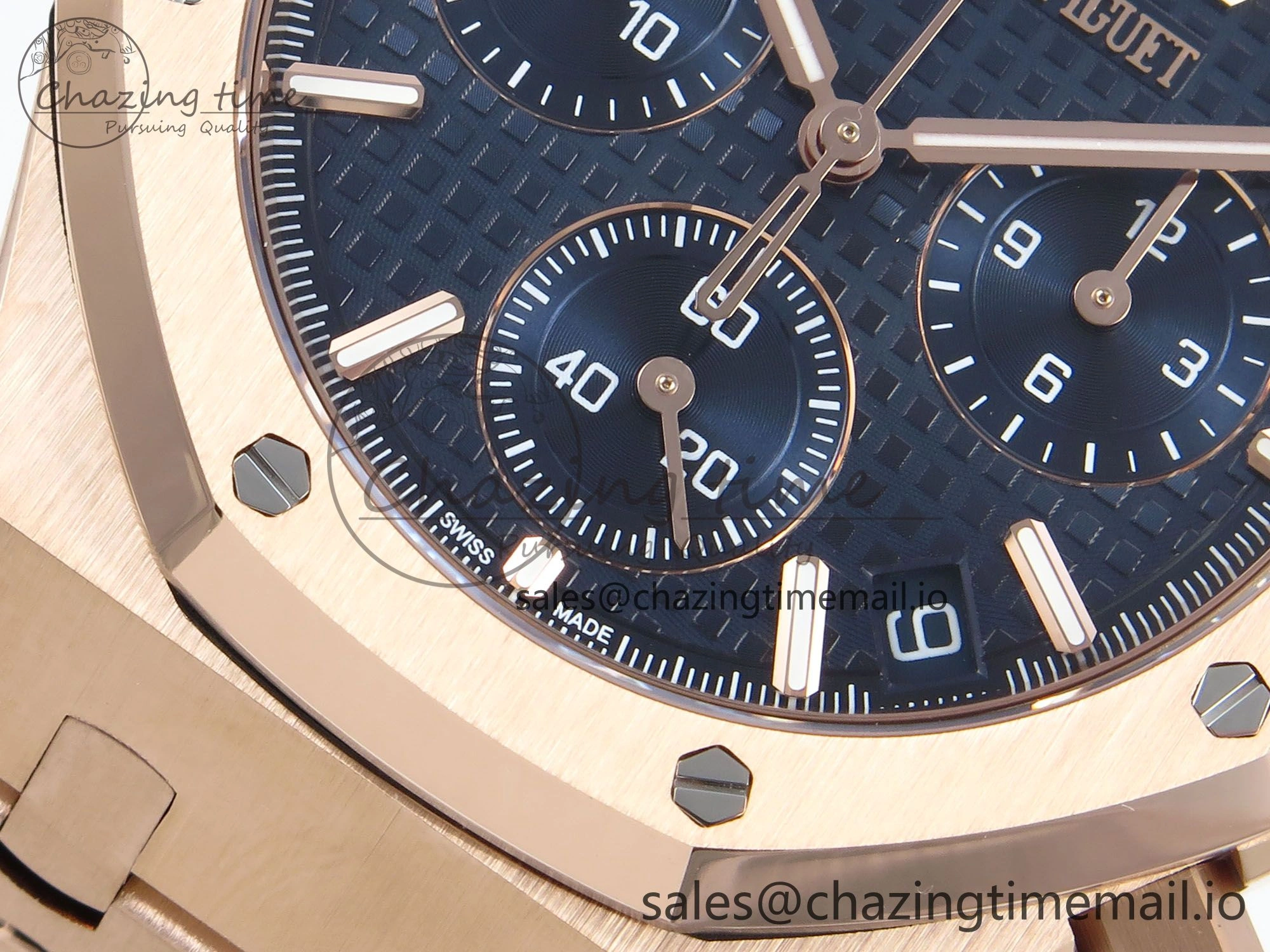Royal Oak Chrono 26240 RG APSF 1:1 Best Edition Blue Dial on RG Bracelet SA4401 Super Clone