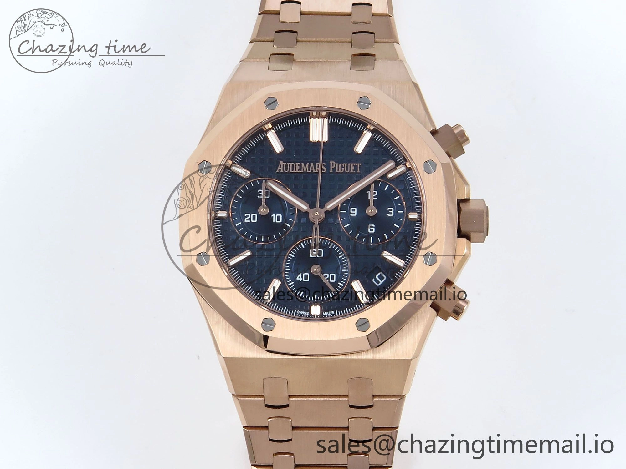 Royal Oak Chrono 26240 RG APSF 1:1 Best Edition Blue Dial on RG Bracelet SA4401 Super Clone