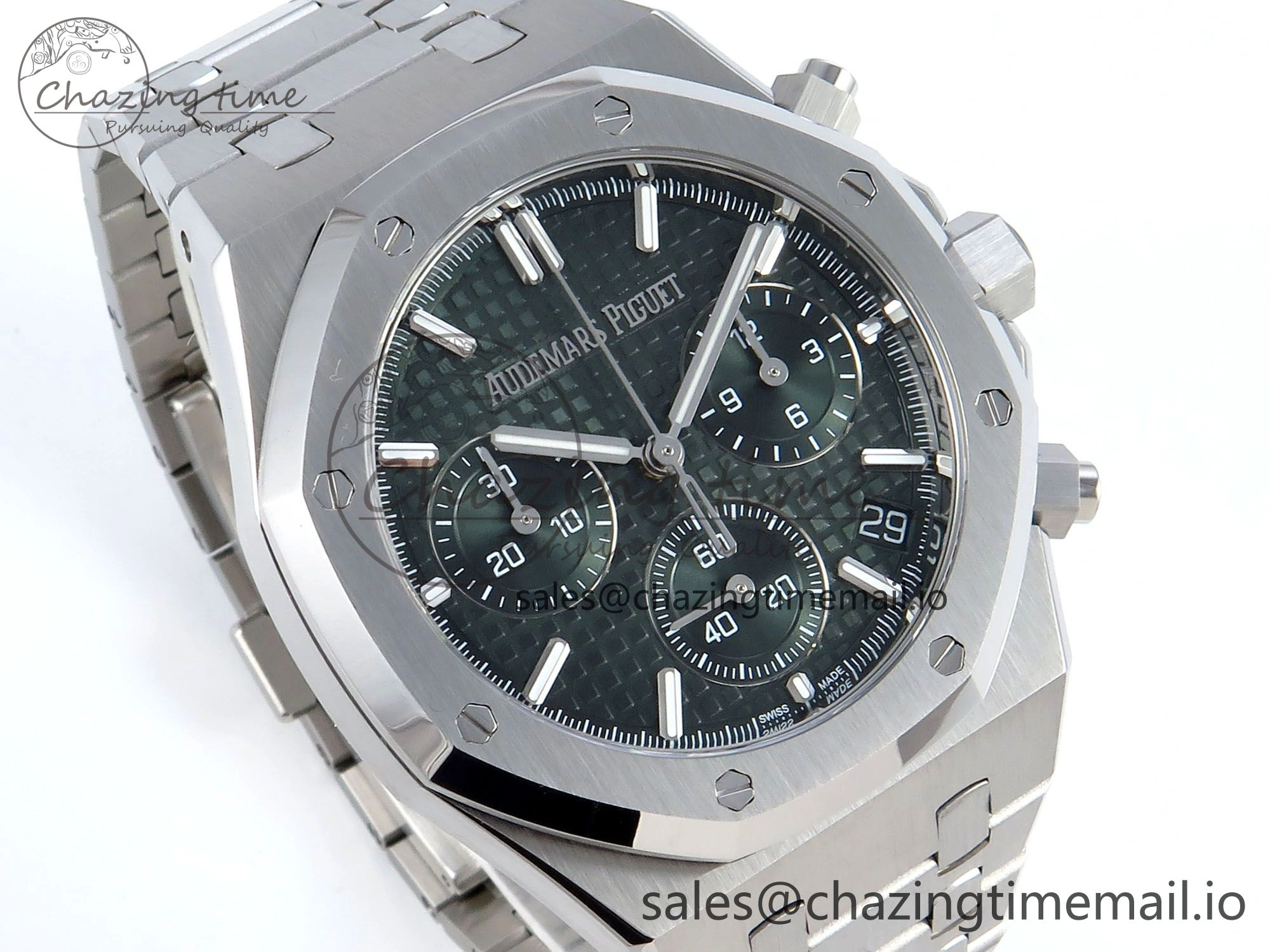 Royal Oak Chrono 26240 SS APSF 1:1 Best Edition Green Dial on SS Bracelet SA4401 Super Clone