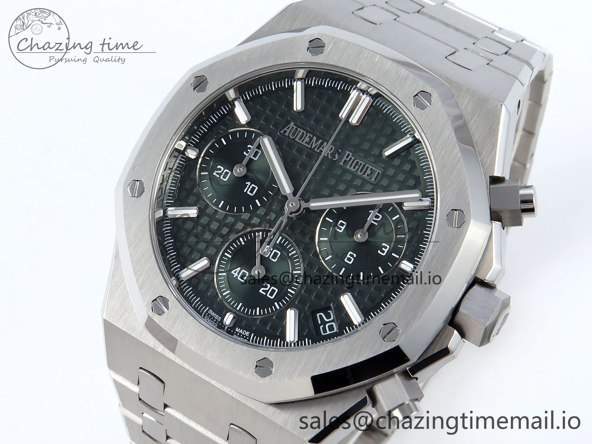 Royal Oak Chrono 26240 SS APSF 1:1 Best Edition Green Dial on SS Bracelet SA4401 Super Clone