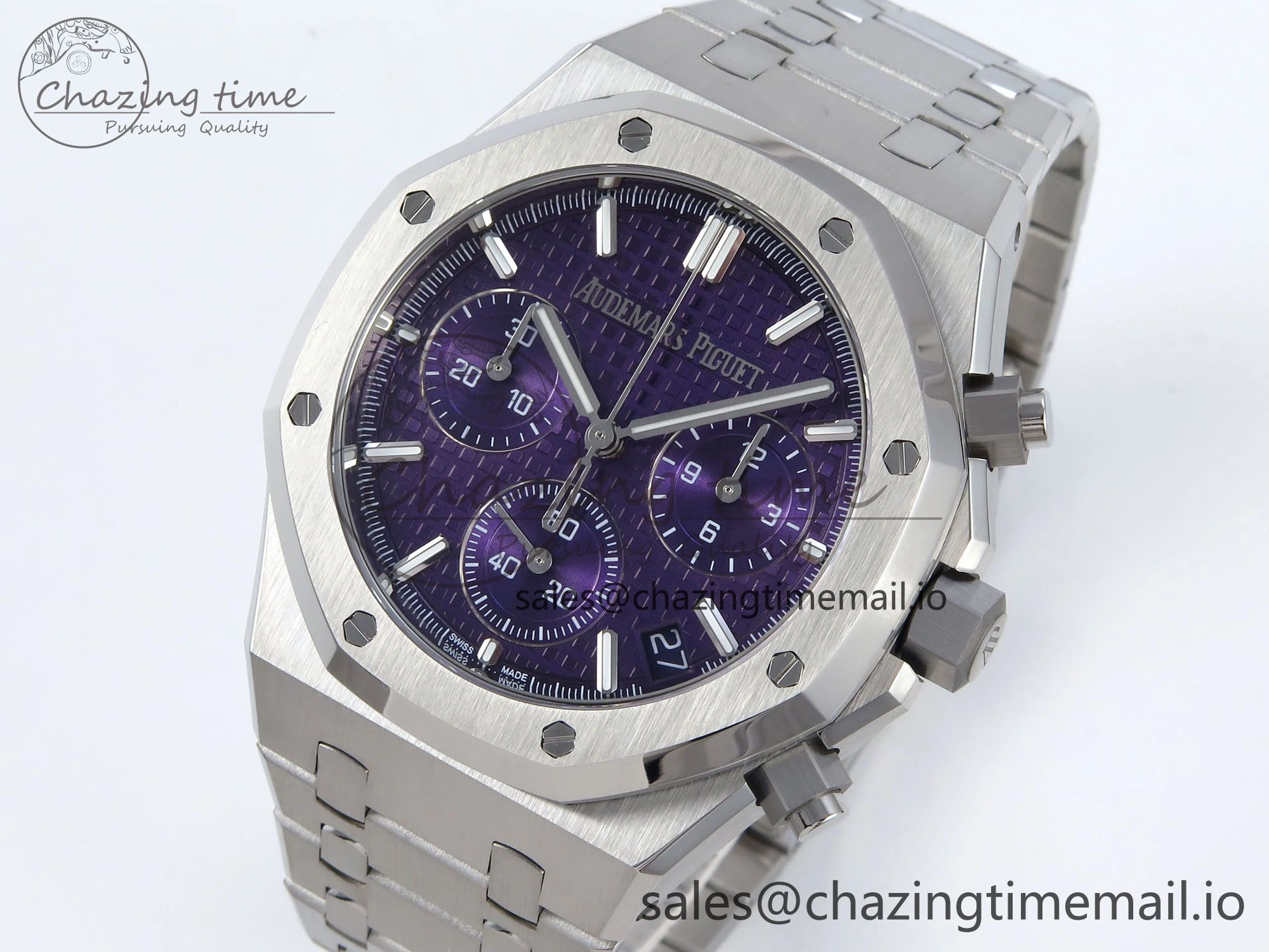 Royal Oak Chrono 26240 SS APSF 1:1 Best Edition Purple Dial on SS Bracelet SA4401 Super Clone