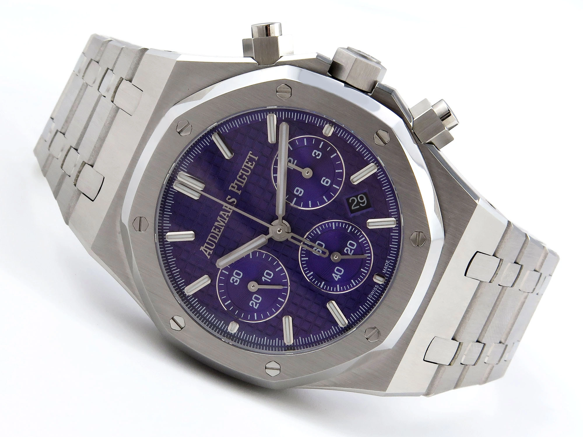Royal Oak Chrono 26240 SS IPF Best Edition Purple Dial on SS Bracelet A7750