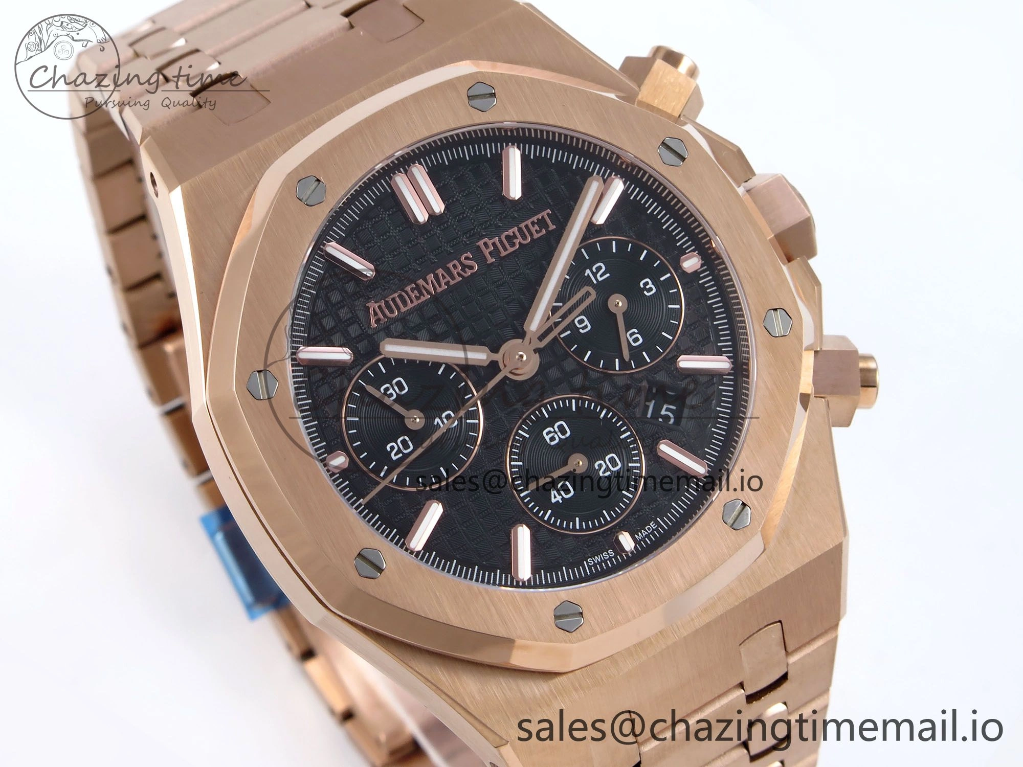 Royal Oak Chrono 26240OR RG BF Best Edition Black Dial on RG Bracelet SH7750
